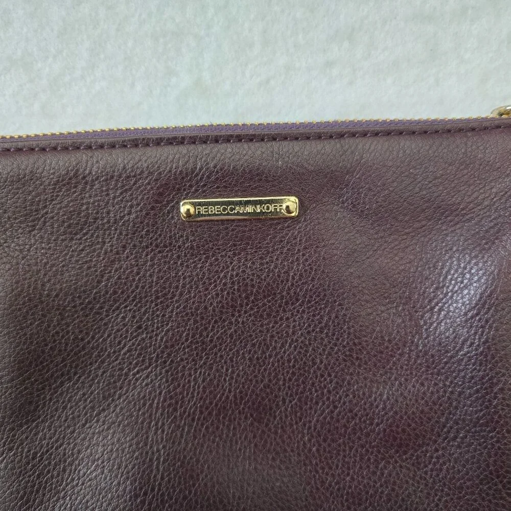 Rebecca Minkoff Maroon Leather Crossbody Bag Gold Chain Strap Zipper FLAW